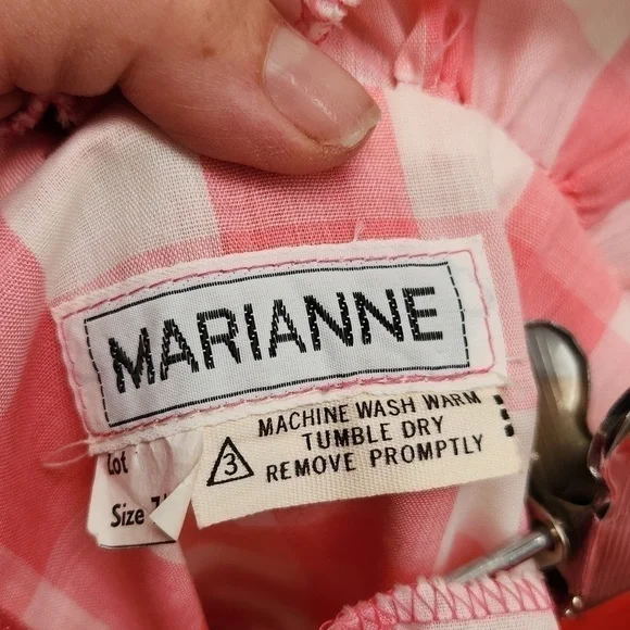 Gingham Check Pink Ruffle Vtg Dress - Picture 8 of 9